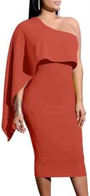 img 3 attached to 💃 Stunning and Chic: GOBLES Women's Summer One Shoulder Ruffle Bodycon Midi Cocktail Dress