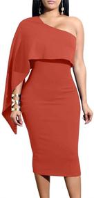 img 4 attached to 💃 Stunning and Chic: GOBLES Women's Summer One Shoulder Ruffle Bodycon Midi Cocktail Dress