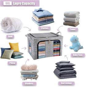 img 2 attached to 📦 COSIFO Foldable Storage Bin - 66L 2PC Grey Large Storage Box Organizer for Clothing Shoe Toy Bedding Bedroom