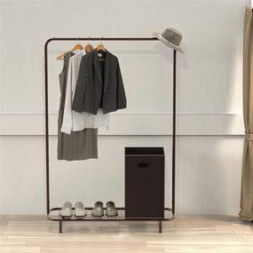 img 2 attached to Efficiently Organize Your Clothes with SimpleHouseware's Industrial Pipe Clothing Garment Rack with Bottom Shelves in Bronze