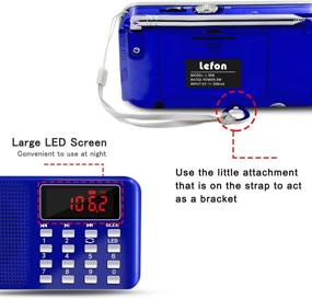 img 1 attached to 🔵 LEFON Mini Digital AM FM Radio Media Speaker MP3 Music Player with LED Display, TF Card/USB Support and Emergency Flashlight (Blue-Upgraded)