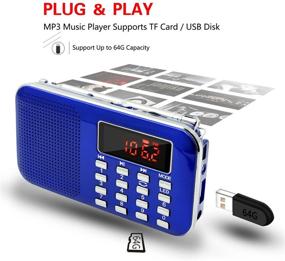 img 3 attached to 🔵 LEFON Mini Digital AM FM Radio Media Speaker MP3 Music Player with LED Display, TF Card/USB Support and Emergency Flashlight (Blue-Upgraded)