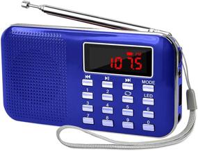 img 4 attached to 🔵 LEFON Mini Digital AM FM Radio Media Speaker MP3 Music Player with LED Display, TF Card/USB Support and Emergency Flashlight (Blue-Upgraded)