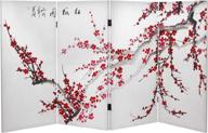 🌸 plum blossom canvas room divider, 3 ft. height - oriental furniture logo