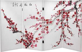 img 1 attached to 🌸 Plum Blossom Canvas Room Divider, 3 ft. Height - Oriental Furniture