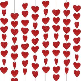 img 4 attached to ❤️ Valentine's Day Red Heart Hanging String Garland - 8 Packs Glitter Heart Garland Decorations – NO DIY Required – Valentine's Day Party Supplies