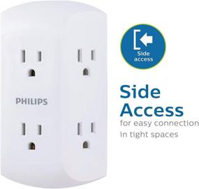 img 1 attached to 🔌 Philips 6-Outlet Extender, 2 Pack, Adapter Spaced Outlets, 3-Prong, Charging Station, Side Access, Grounded Wall Tap, Ideal for Cell Phone Charging, White, SPS1742WA/37