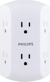 img 3 attached to 🔌 Philips 6-Outlet Extender, 2 Pack, Adapter Spaced Outlets, 3-Prong, Charging Station, Side Access, Grounded Wall Tap, Ideal for Cell Phone Charging, White, SPS1742WA/37