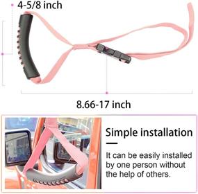 img 2 attached to 🚗 MOEBULB Car Grab Handle - Adjustable Standing Aid Safety Handle for Vehicles, Portable Nylon Grip Handle Car Assist Device (2-Pack, Pink)