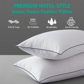 img 2 attached to APSMILE Goose Feather Down Pillows -2 Pack Soft Bed Pillows 🛏️ for Sleeping: 100% Organic Cotton Queen Size, Hotel-Quality Inserts for Stomach/Back Sleepers