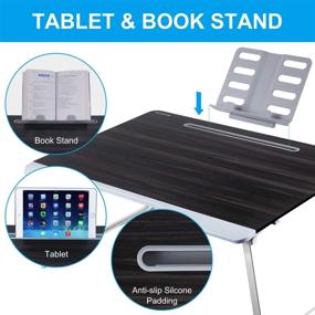 img 1 attached to NEARPOW XXL Laptop Bed Table - Multipurpose Bed Trays for Eating, Laptops, Writing, Study, and Drawing with Folding Laptop Stand for Bed, Sofa, and Couch. Includes Portable Book Stand and Drawer Storage