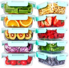 img 4 attached to Bayco 10 Pack Glass Meal Prep Containers: Airtight & Leak Proof Glass Food Storage with Lids - BPA-Free Lunch Bento Boxes (10 lids & 10 Containers)