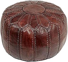 img 4 attached to Moroccan Leather Pouf Footstool Unstuffed Furniture