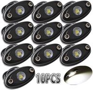 ledmircy led rock lights 10pcs white для j e e p внедорожного грузовика rzr автомобиль лодка atv suv, влагозащищенные, мощные неоновые светодиодные фары для трассы: набор ultimate 10-pack для яркой, прочной и водонепроницаемой подсветки. логотип