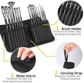img 2 attached to 🖌️ VIKEWE Acrylic Paint Brushes Set - 16 PCS Artist Paint Brushes, Carry Case, Oil Painting Knife and Sponge, Ideal for Oil, Acrylic, Watercolor & Gouache Painting, Perfect for Adults & Kids