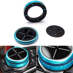 img 4 attached to Blue Xotic Tech Console Multimedia Knob Switch Button Cover Trim with Two Button Stickers for BMW M1 M2 M4 M6 M7 M3 GT5 X1 X3 X4 X5 X6 iDrive