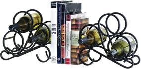 img 2 attached to Oenophilia Scroll Bookend Tabletop Wine Rack - Heavy-Duty Black Wrought Iron | Set of 2 | 6 Bottle Countertop Organizer