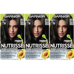 img 2 attached to 💆 Garnier Nutrisse Ultra Coverage Deep Soft Black Hair Color Creme - Pack of 3