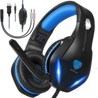 🎧 versatile gaming headset with microphone: compatible with ps5 ps4, xbox one, laptops, pc, phones - noise-canceling mic, led light, over-ear stereo headphones logo