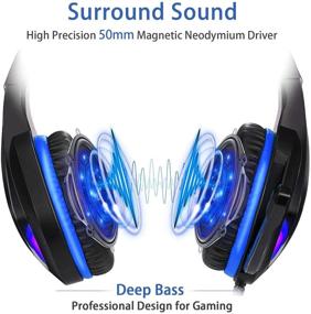 img 1 attached to 🎧 Versatile Gaming Headset with Microphone: Compatible with PS5 PS4, Xbox One, Laptops, PC, Phones - Noise-Canceling Mic, LED Light, Over-Ear Stereo Headphones