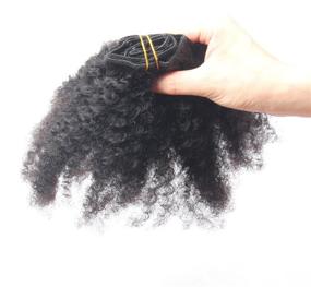 img 2 attached to 8 Inch Afro Kinky Curly Clip-in Human Hair Extensions – Brazilian Clip-ins for Black Women, Natural Black Color - 7pcs 70g/set