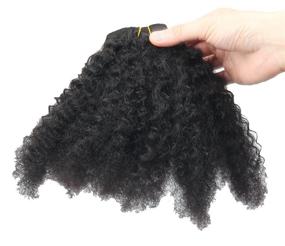 img 3 attached to 8 Inch Afro Kinky Curly Clip-in Human Hair Extensions – Brazilian Clip-ins for Black Women, Natural Black Color - 7pcs 70g/set