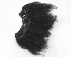 img 4 attached to 8 Inch Afro Kinky Curly Clip-in Human Hair Extensions – Brazilian Clip-ins for Black Women, Natural Black Color - 7pcs 70g/set