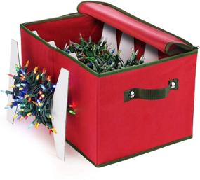img 4 attached to 🎄 Christmas Light Storage Box – Non-Woven Fabric with 4 Cardboard Light Wraps, Stores up to 800 Holiday Light Bulbs; with Zipper & Reinforced Handles