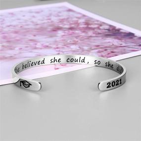 img 2 attached to 🎓 Inspirational Graduation Gifts Cuff Bracelet - Engraved Graduation Bracelet Cuff with 2021 Grad Cap, She Believed She Could So She Did - Perfect Graduation Friendship Gifts for Her in 2021