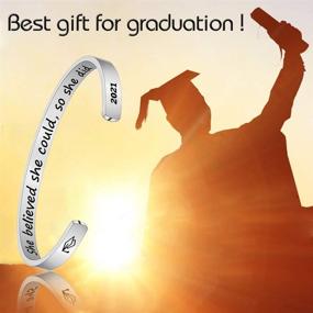 img 3 attached to 🎓 Inspirational Graduation Gifts Cuff Bracelet - Engraved Graduation Bracelet Cuff with 2021 Grad Cap, She Believed She Could So She Did - Perfect Graduation Friendship Gifts for Her in 2021