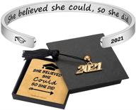 🎓 inspirational graduation gifts cuff bracelet - engraved graduation bracelet cuff with 2021 grad cap, she believed she could so she did - perfect graduation friendship gifts for her in 2021 logo