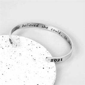 img 1 attached to 🎓 Inspirational Graduation Gifts Cuff Bracelet - Engraved Graduation Bracelet Cuff with 2021 Grad Cap, She Believed She Could So She Did - Perfect Graduation Friendship Gifts for Her in 2021