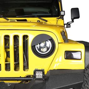 img 2 attached to 🚙 Black Front Headlight Bezels with Angry Bird Insert for 1997-2006 Jeep Wrangler TJ by u-Box