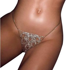 img 1 attached to 💎 Rhinestone Body Chain Crystal Underwear for Women: Sexy G-String Belly Waist Chain, Blingbling Mini Thong Night Jewelry