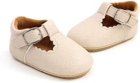 img 1 attached to 👶 FEAMODAL Baby Girl Shoes Mary Jane Flat Princess Dress Shoes Soft Sole Toddler First Walker Crib Shoes - Infant Toddler Shoe