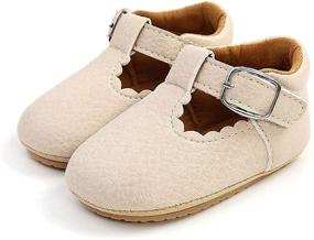 img 2 attached to 👶 FEAMODAL Baby Girl Shoes Mary Jane Flat Princess Dress Shoes Soft Sole Toddler First Walker Crib Shoes - Infant Toddler Shoe