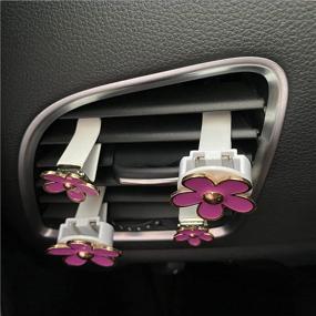 img 1 attached to 4 Pack Daisy Flowers Air Vent Decorations Cute Automotive Interior Trim Car Accessories Air Freshener Clips (Hot Purple)