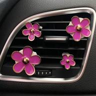 4 pack daisy flowers air vent decorations cute automotive interior trim car accessories air freshener clips (hot purple) logo