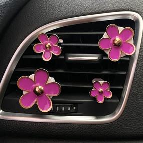 img 4 attached to 4 Pack Daisy Flowers Air Vent Decorations Cute Automotive Interior Trim Car Accessories Air Freshener Clips (Hot Purple)