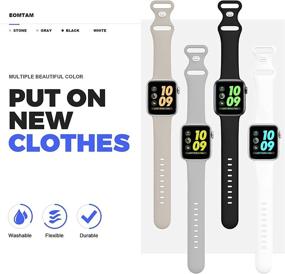 img 3 attached to 4-пак спортивных силиконовых браслетов для Apple Watch 38 мм 40 мм 41 мм - Совместим с iWatch Series 7 6 📱 SE 5 4 3 2 1 - Мягкий запасной ремешок для женщин и мужчин (38 мм/40 мм, черный, белый, серый, камень)