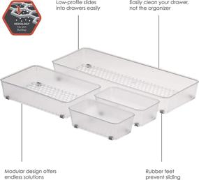 img 2 attached to 📦 Spectrum Diversified Hexa Set of 4 Assorted Storage Trays, Resistant to Buildup, Easy-to-Clean Organizers for Kitchen & Bathroom Drawers, Clear Frost