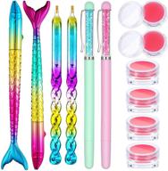 12-piece diamond painting kit - includes 6 mermaid point drill pens, classic spiral diamond painting pen, and 6 wax storage cases with glue clay (pink) logo
