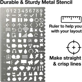 img 2 attached to 34 Piece Plastic Journal Stencils Kit with Planner Stencils, Calendar Stencils, 12 Colored Fine Point Pens, Stencil Ruler, Metal Stencil Pen, and Pen Loops for Planner- Adhesive Pen Holders