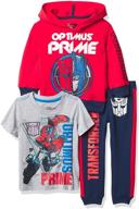 👦 optimus toddler boys' transformers athleisure bundle set: graphic hoodie, t-shirt, & jogger sweatpant logo