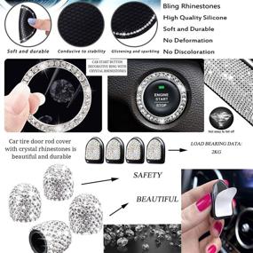 img 1 attached to 💎 17 Piece Crystal Diamond Car Accessories Set: Bling Seat Belt Covers, Rhinestone Glasses Holders, Car Cup Holder Coasters, Car Ring Emblems, Tire Valve Stem Caps, Car Hooks with Diamond Stickers for Women