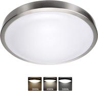 💡 ul-listed 3 color temperature led flush mount ceiling light 12" brushed nickel fixture by jackyled: ideal for kitchen, bathroom, bedroom (3000k/4000k/5000k) логотип