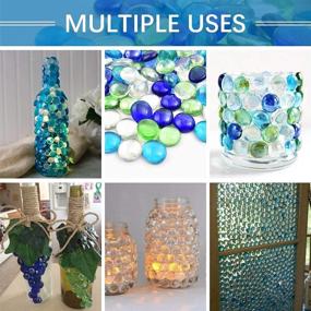 img 3 attached to HUIANER 1lb Flat Glass Marbles - 100PCS Four Mixed Color Blue Green Glass Beads Flat Gems for Vase Filler, Garden, Aquarium, Pebbles Table Decoration