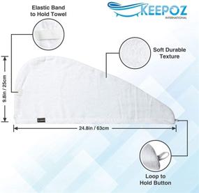 img 3 attached to KEEPOZ Полотенце для волос - Быстросохнущая хлопковая тюрбанная повязка на голову для женщин с пуговицей - Продукты против пушистости для вьющихся, длинных и густых волос (2шт, красный + белый)