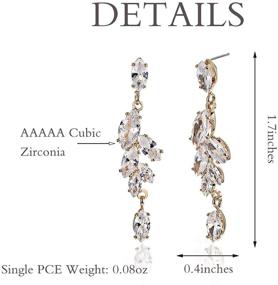 img 2 attached to 💍 14k White Gold Plated CZ Bridal Wedding Earrings for Bride and Bridesmaids - Sparkling Crystal Cubic Zirconia Rhinestone Cluster Floral Leaf Earrings - Elegant Bridal Jewelry for Women and Girls