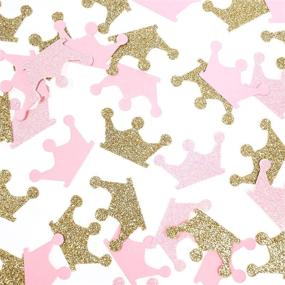 img 2 attached to 👑 Fonder Mols Gold and Pink Crown Confetti: Perfect Table Scatter for Princess Birthday Parties and Girl Baby Showers (200 Pcs/Pack)